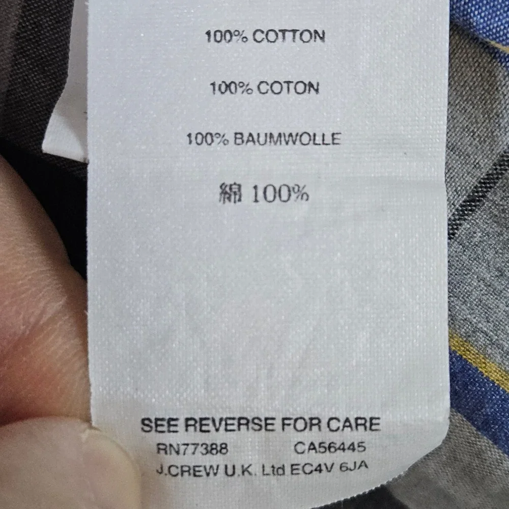 J Crew Men's Gray Plaid Button Down‎ Shirt Size XS 100% Cotton Preppy STAINING